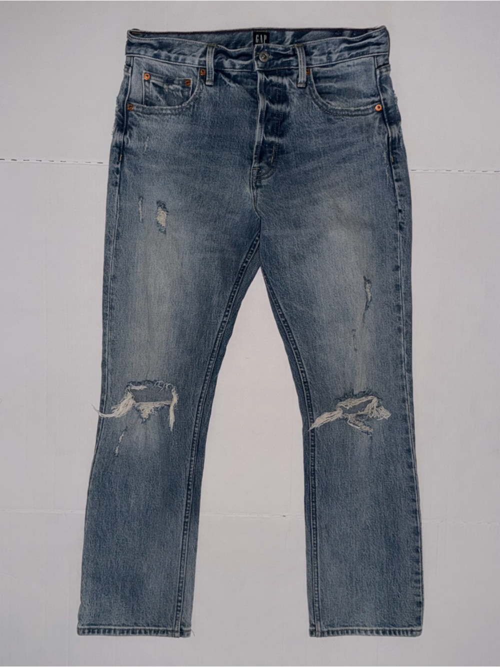 GAP Women's Straight Leg Distressed Blue Jeans
